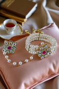 OMID, Traditional Gold-Plated Kundan & Pearl Haath Phool Hand Harness for Women & Girls – Bridal and Festive Wear
