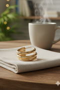 Triple Hoop Gold Tone Statement Earrings for Women and Girls