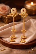 Golden Plated Traditional Multi-Layer Ear Chain Cuff Earring for Women and Girls