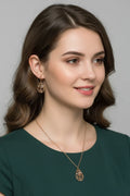 Elegant Gold-Tone Filigree Teardrop Necklace & Earring Set