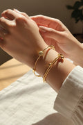 Elegant Gold-Tone Bangle/Bracelet Set with Pave Crystal Ball Charm for Women