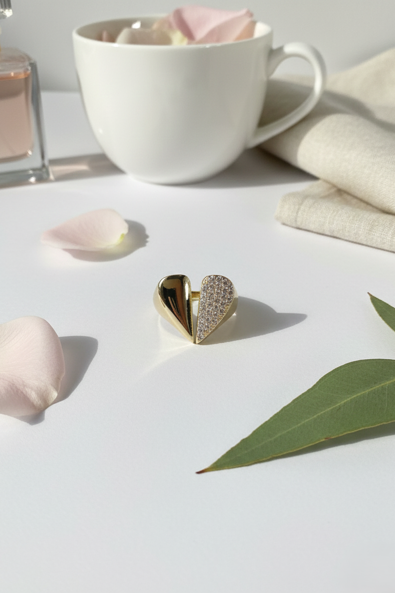Gold-Tone Dual Teardrop Statement Ring for Women