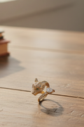Panther Head Open Adjustable Gold‑Tone CZ Statement Ring for Women.