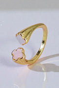 Elegant Pink Clover Adjustable Open Ring for Women & Girls.