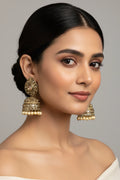 Luxury Champagne Teardrop Kundan-Style Jhumka Earrings