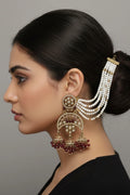 Luxury Antique Gold Chandbali Jhumka Earrings With Pearl Ear Chains
