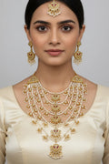Luxury Multi-Layered Pearl & Gold Rani Haar Necklace Set