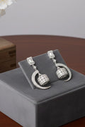 Luxury Silver American Diamond Crescent Moon Jhumka Earrings