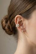 Luxury Gold & American Diamond Floral Ear Crawler Earrings