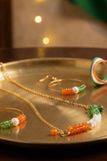 Patriotic Tricolour Beaded Necklace & Hoop Earrings Jewellery Set for Women & Girls