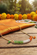 Tricolor Beaded Gold-Plated Chain Necklace – Indian Patriotism Inspired Jewelry for Independence Day & Republic Day