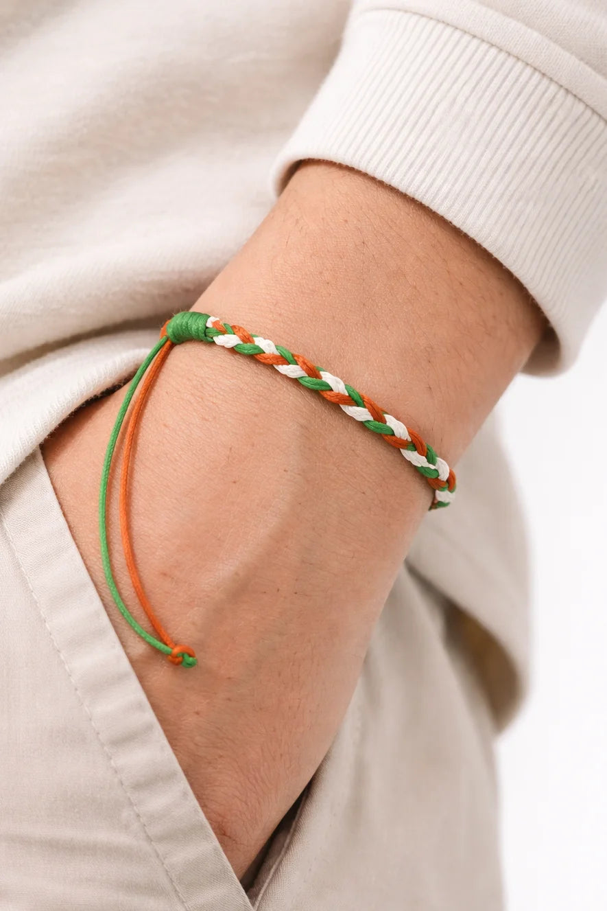 Handmade Tri-Color Braided Cord Bracelet - Adjustable Patriotic Friendship Band