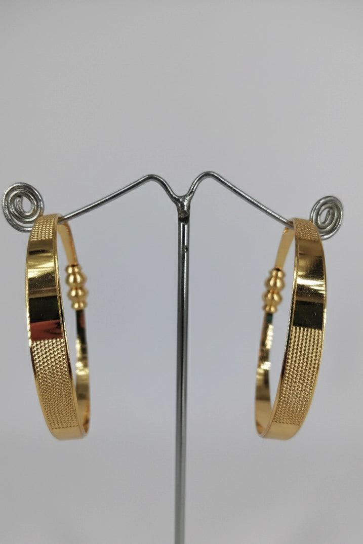 Luxury Gold Plated Textured Wide Open Cuff Bangles (Set of 2)