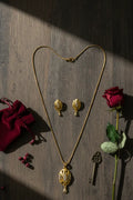 Luxury Gold Plated Floral Filigree Round Pendant Necklace Set