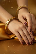 Luxury Gold Plated Paisley Cut-Out Open Cuff Bangles (Set of 2)