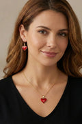 Elegant Gold-Tone Layered Chain Pendant Necklace With Same Matching Earrings
