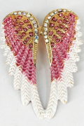 Pink Crystal Angel Wings Rhinestone Brooch - Gold Tone Fashion Pin
