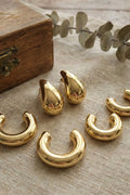 Gold-Plated Chunky Hoop Earrings Set for Women