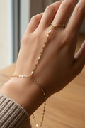 Elegant Gold Hand Chain Bracelet with Ring | Minimalist Adjustable Slave Bracelet for Women