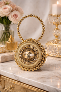 OMID Luxury Antique Gold Beaded Medallion Cocktail Bag