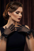 Elegant Black Lace Mesh Gloves with Bow – Vintage Style Women’s Dress Gloves for Parties & Formal Wear