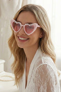 Heart-Shaped Pearl Sunglasses with “Bride to Be” Letter Beads – Pink Bridal Party Eyewear for Bachelorette & Wedding Events