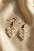 Handcrafted White Pearl Drop Earrings with Gold-Tone Hooks