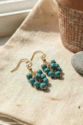 Elegant Emerald Green Beaded Drop Earrings with Gold Wire Accents