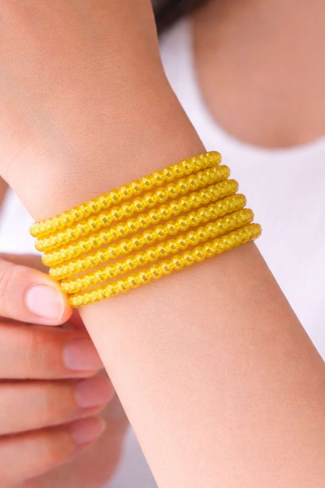 Shiny Yellow Glass Beaded Bracelet