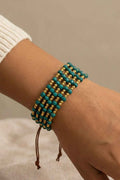 Green and Gold Multi-Strand Beaded Adjustable Bracelet