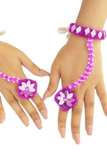 OMID, Personalized Vibrant Pink Floral Beaded Haathphool | Adjustable Hand Chain Bracelet for Mehendi & Parties