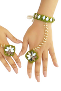 OMID, Personalized Green Haathphool | Adjustable Hand Chain Bracelet for Mehendi & Parties