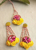 Customization: Any color combination available on request., Floral Jewelry Set with Customizable Colors.