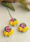 Customization: Any color combination available on request., Floral Jewelry Set with Customizable Colors.