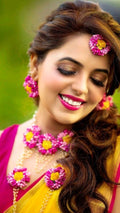 Customization: Any color combination available on request., Floral Jewelry Set for Bridal & Festive Occasions – Custom Color Options