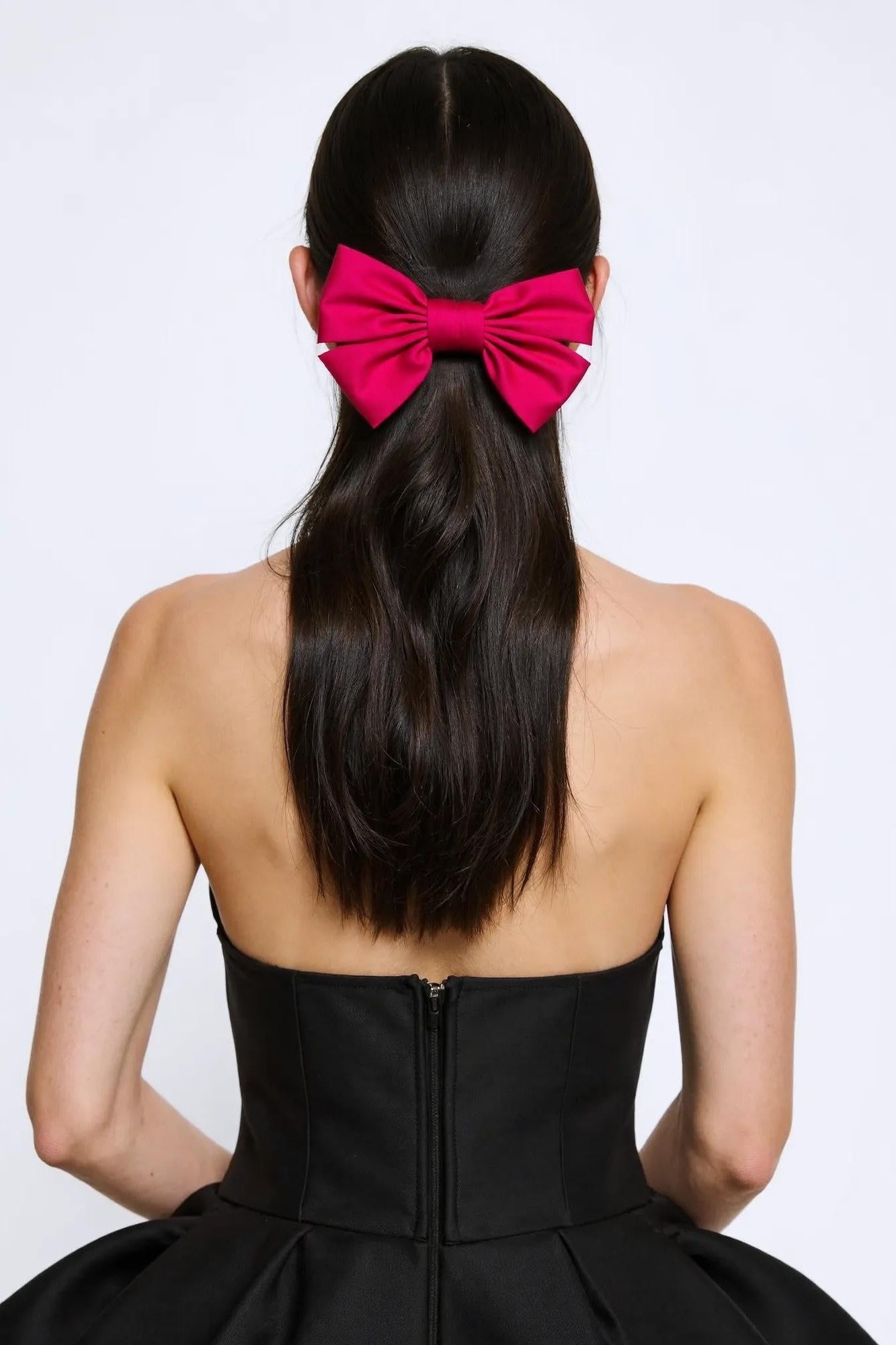 OMID, Girls Elegant Satin Bow Hair Clip – Soft Red, Handmade Hair Accessory for Kids & Toddlers