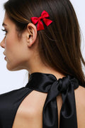 OMID, Kids Navy Red Bow Hair Clips – Set of 2, Premium Alligator Clips, Soft Fabric, Perfect for Girls, Toddlers, and Children