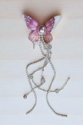 OMID, Butterfly Kids Hair Clip – Pink & Purple Pearl Center – Cute Girls Hair Accessory for Parties & Daily Wear