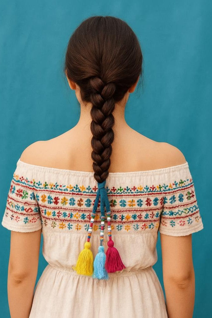 OMID, Traditional Punjabi Parandi Hair Accessory – Handmade Multi-Color Tassel Braid Ornament for Women & Girls