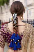 OMID, Traditional Punjabi Parandi Hair Accessory with Blue Silk Tassels – Handmade Ethnic Bridal Paranda for Women & Girls