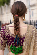 OMID, Handcrafted Green Wool Parandi with Pearl and Bead Detailing – Traditional Punjabi Hair Accessory for Women and Girls