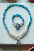 OMID, Frozen Princess Elsa Beaded Necklace and Bracelet Set for Girls – Blue & Clear Crystal Beads – Kids Jewelry Gift Set