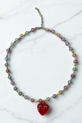OMID, Colorful Beaded Heart Pendant Necklace for Women and Girls – Adjustable Chain