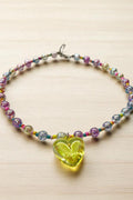 OMID, Colorful Beaded Heart Pendant Necklace for Women and Girls – Adjustable Chain