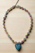 OMID, Colorful Beaded Heart Pendant Necklace for Women and Girls – Adjustable Chain