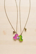 OMID, BFF Unicorn Split Heart Pendant Necklace Set – Cute Pink & Green Best Friends Necklaces for Girls with Gold Chain, Friendship Jewelry Gift.