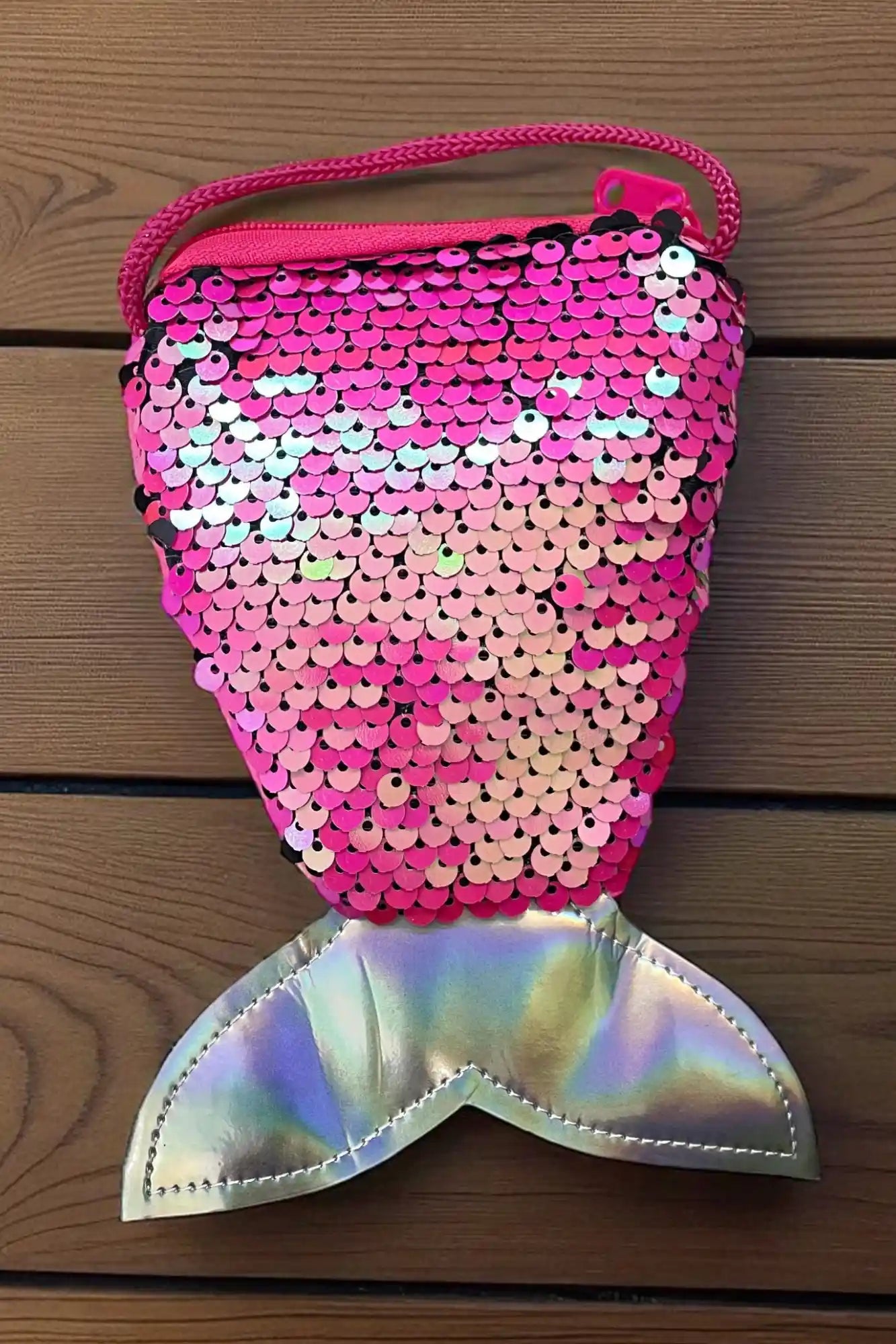 OMID, Mermaid Tail Shimmer Sequin Sling Purse for Girls – Glitter Shoulder Bag with Iridescent Fin, Cute Mermaid Crossbody Bag for Kids