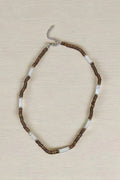OMID Handmade White & Brown Beaded Necklace for Men – Adjustable Resin and Stone Beads Jewelry