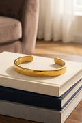 Classic Open Cuff Gold Bracelet - Unisex Adjustable Bangle.