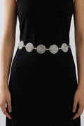 Luxury Silver Spiral Medallion Link Chain Belt